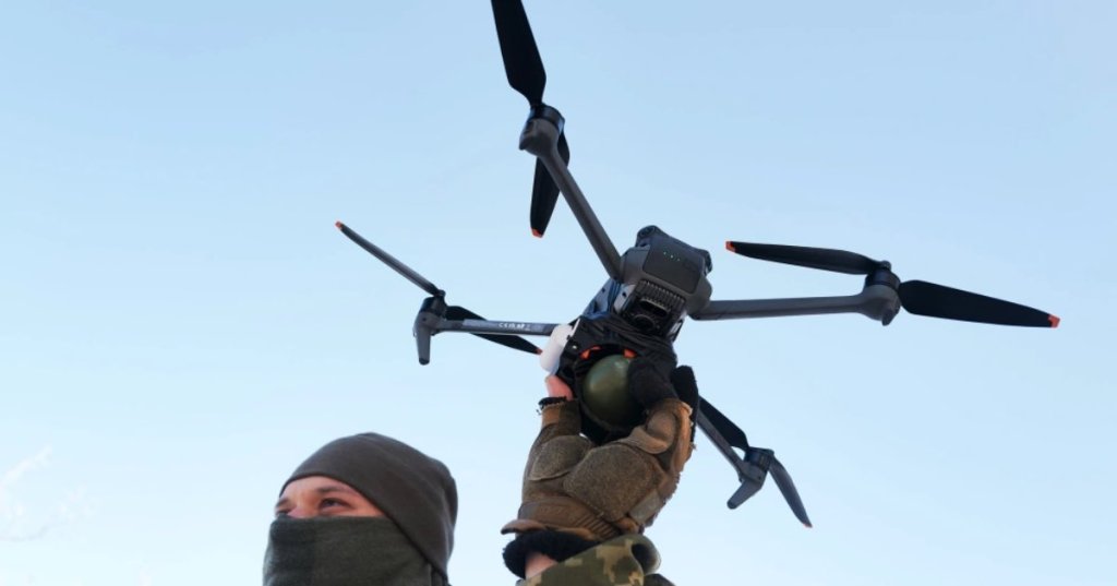 A Ukrainian soldier trains with an attack drone in the Donetsk region on Feb 18. Pierre Crom / Getty Images file
