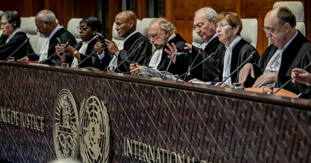 Judges at the International Court of Justice attend a hearing of the genocide case against Israel brought by South Africa in The Hague [Remko De Waalepa/EFE/EPA]