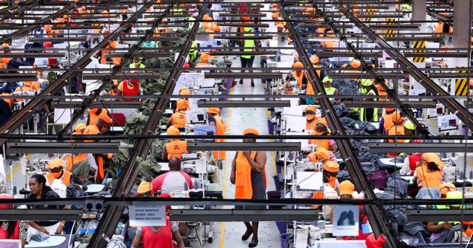 Kenyan workers prepare clothes for export at the New Wide Garment Export Processing Zone (EPZ) factory operating under the African Growth and Opportunity Act in Kitengela, Kajiado county, Kenya, on September 19 2025. Image: REUTERS/Monicah Mwangi