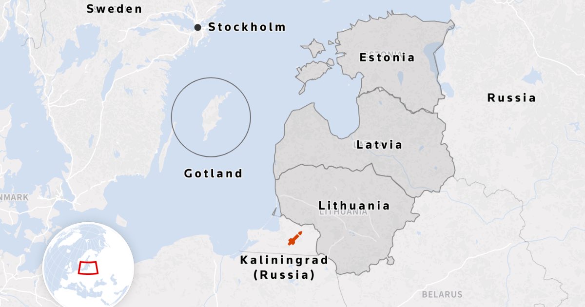 Map showing the strategic location of Gotland in relation to the Baltic States, Russia and the Russian ex-clave of Kaliningrad