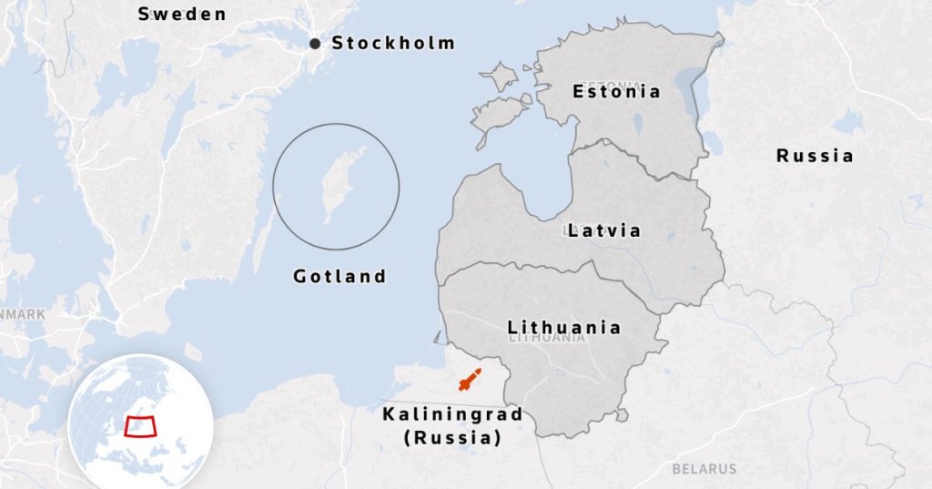 Map showing the strategic location of Gotland in relation to the Baltic States, Russia and the Russian ex-clave of Kaliningrad