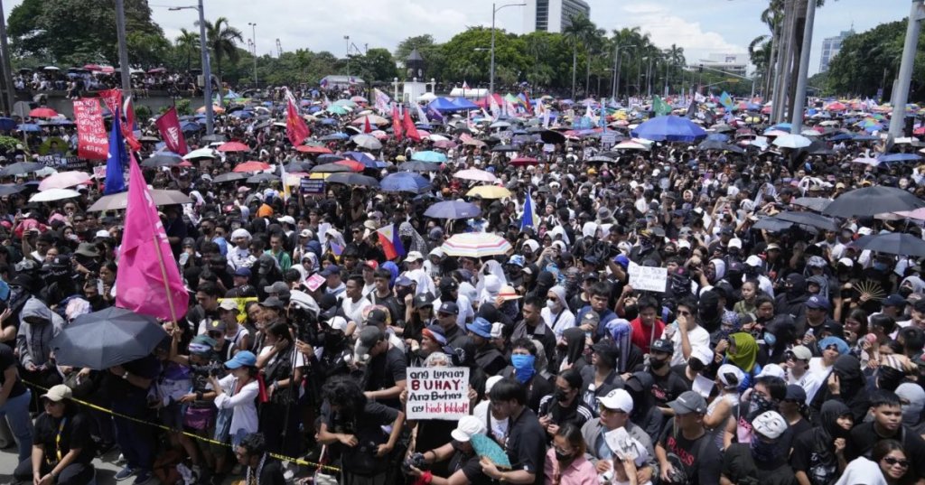 Protesters took to the streets in the Philippine capital to express their outrage over a corruption scandal involving lawmakers, officials and businesspeople who allegedly pocketed huge kickbacks from flood-control projects. September 21, 2025.