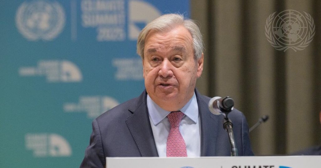 Secretary-General António Guterres addresses the Climate Summit 2025, a high-Level special event on Climate Action at UNHQ in New York, September 24, 2025. (Photo: UN Photo/Manuel Elias)