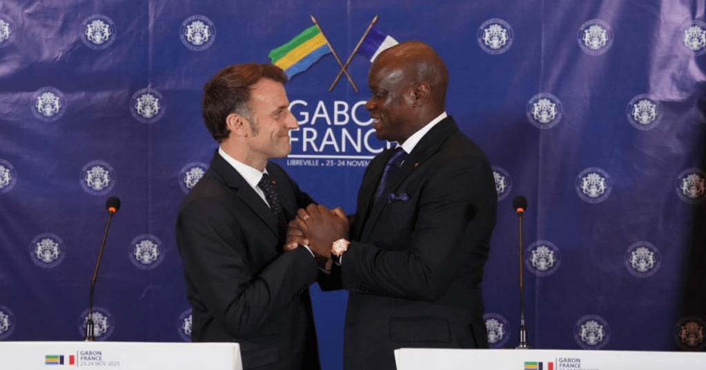 French President Emmanuel Macron (left) and Gabonese President Brice Oligui Nguema - The Herald Journal