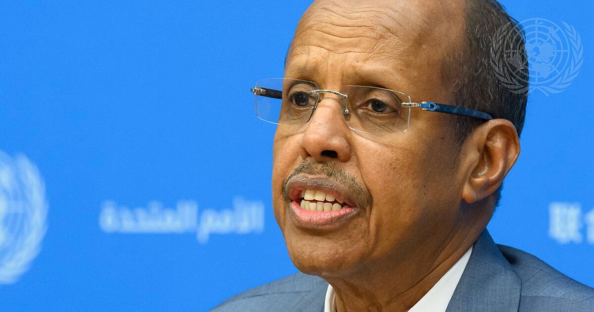 Mahmoud Ali Youssouf (pictured), Chairperson of the African Union Commission, on the 9th African Union–United Nations annual conference. (UN Photo.Loey Felipe. 12 November 2025)