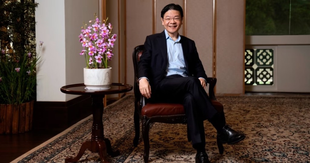 Lawrence Wong, at his official residence, described the city state’s economy as the ‘canary in the coal mine’ © Huiying Ore/FT