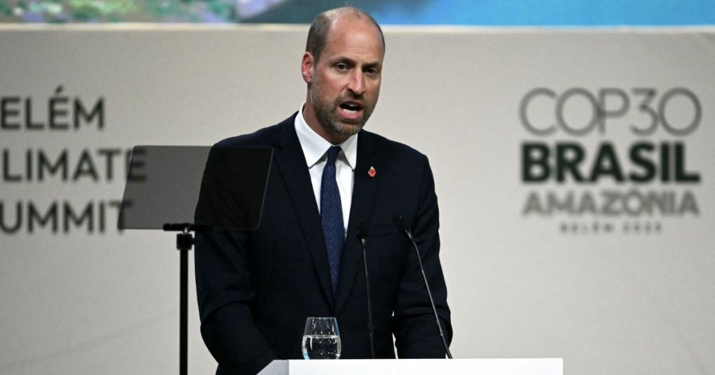 Prince William at the COP30 in Belem, Brazil, on Nov. 6, 2025.Credit : MAURO PIMENTEL/POOL/AFP via Getty