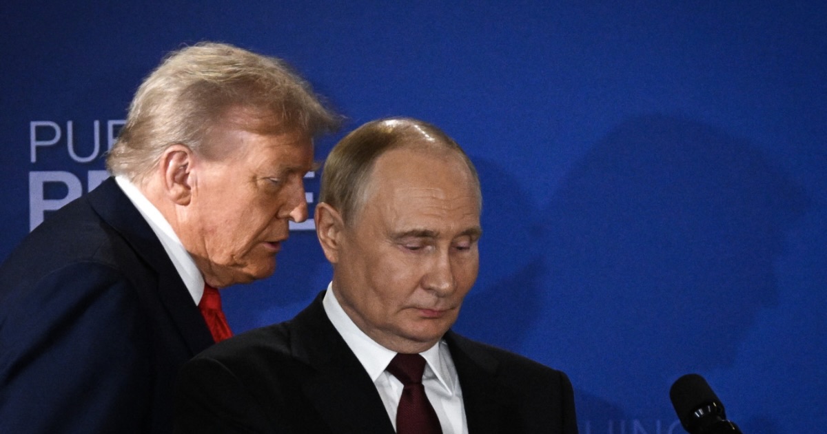 Trump and Putin at their Aug. 15 summit in Alaska.Drew Angerer / AFP