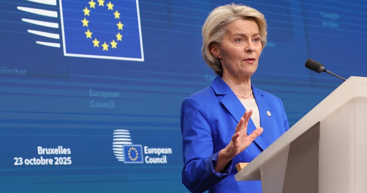 European Commission President Ursula von der Leyen addresses a media conference at the conclusion of an EU Summit in Brussels, Thursday, Oct. 23, 2025. - Copyright AP Photo/Francois Walschaerts