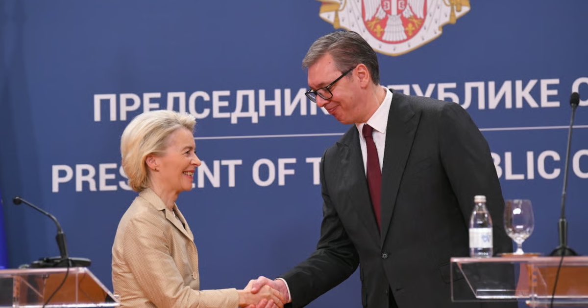 European Commission President Ursula von der Leyen and Serbian President Aleksandar Vučić - Amir Hamzagic/Anadolu via Getty Images