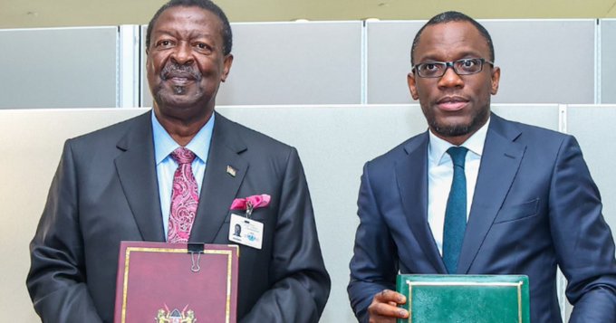 A photo of Prime CS Musalia Mudavadi after signing the deal with Benin's Minister of Foreign Affairs, Adjadi Bakar, on the sidelines of the UNGA in New York. PHOTO/Ministry of Foreign Affairs