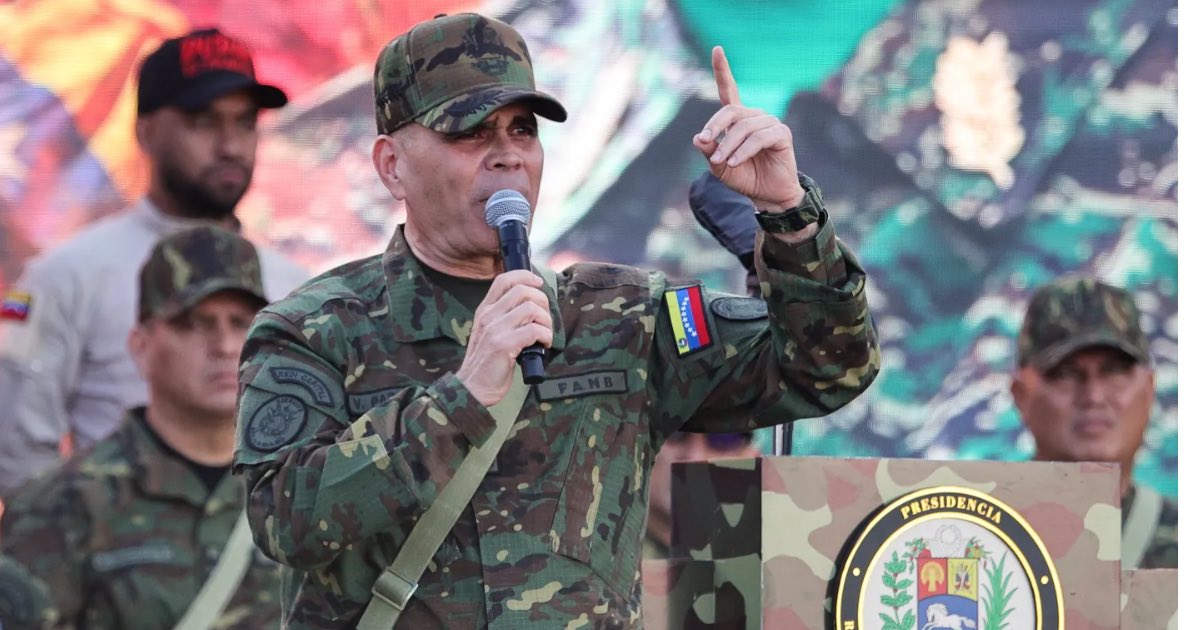 Defence Minister Vladimir Padrino Lopez speaks during a march in support of President Nicolas Maduro in Caracas, Venezuela / AP