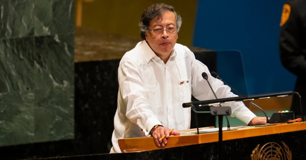 President Gustavo Petro of Colombia at the United Nations headquarters in New York City last month - Credit...Vincent Alban-The New York Times