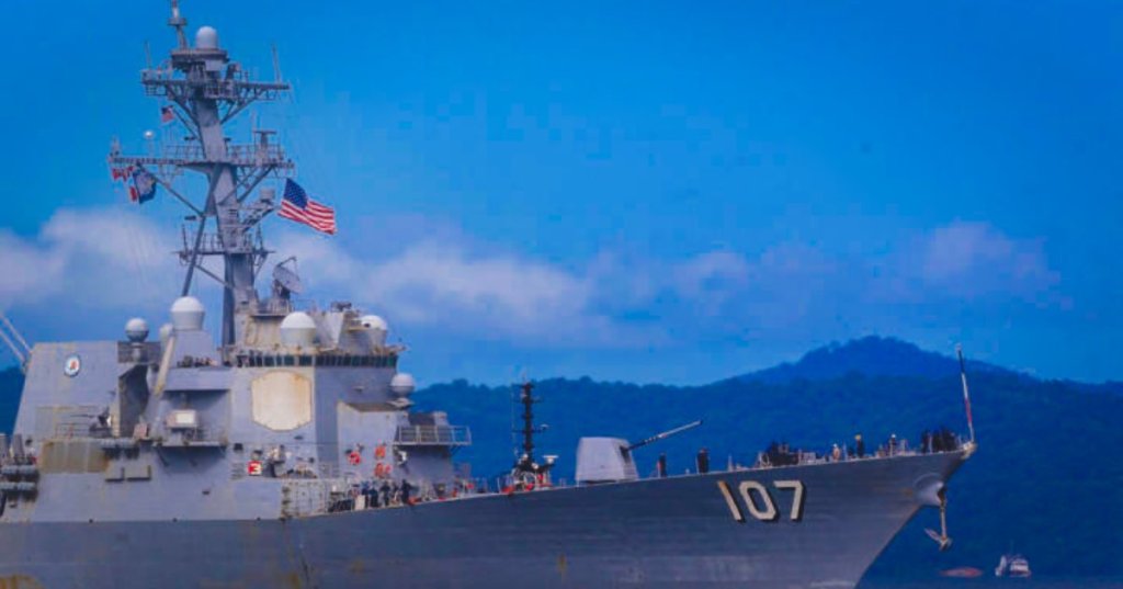 The US Navy destroyer USS Gravely (DDG-107) as seen from Port of Spain, Trinidad and Tobago, October 26, 2025. Andrea de Silva, Reuters