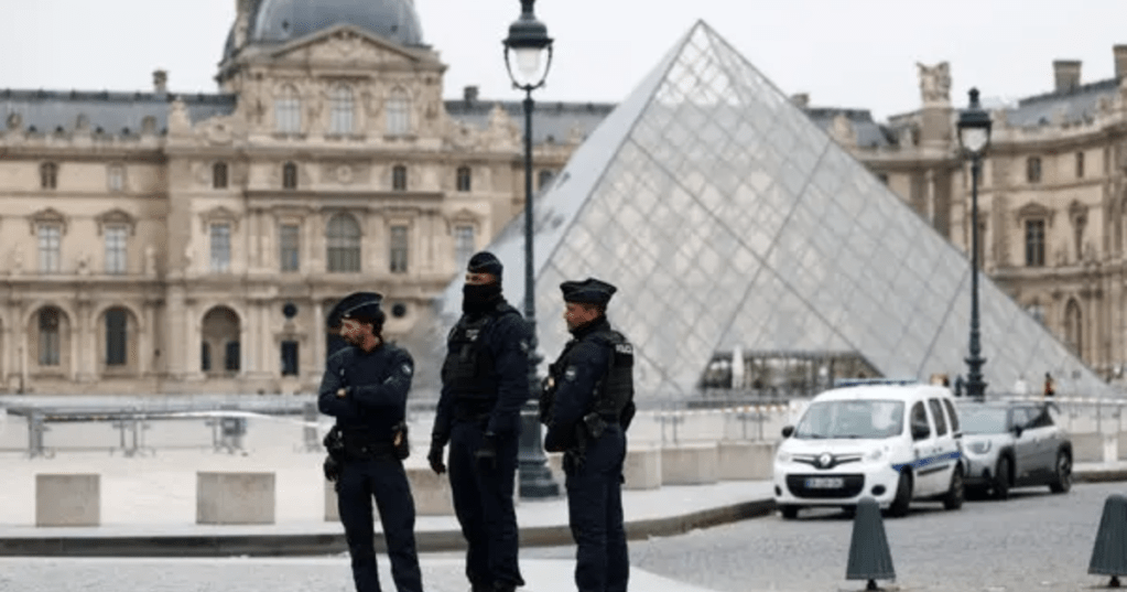 French police outside the Louvre Museum in Paris early Sunday (Oct. 19) morning. Gonzalo Fuentes REUTERS