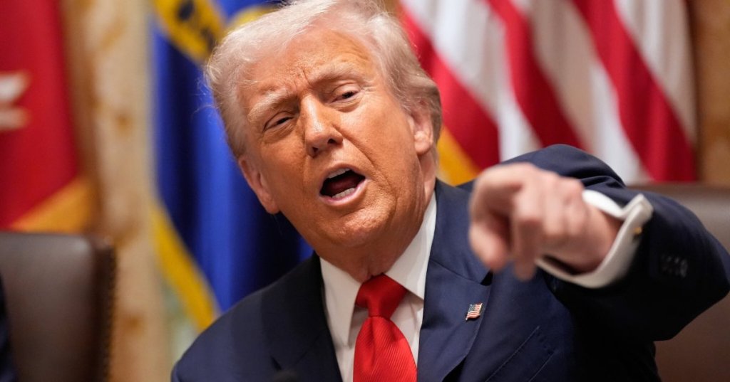 US President Donald Trump speaks in the Cabinet Room of the White House, Oct. 14, 2025, in Washington. (AP/Alex Brandon)