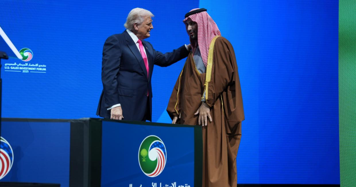 President Donald Trump speaks with Saudi Arabia's Crown Prince Mohammed bin Salman during the Saudi Investment Forum at the Kennedy Center, Wednesday, Nov. 19, 2025, in Washington. (AP Photo/Evan Vucci). Photo: AP