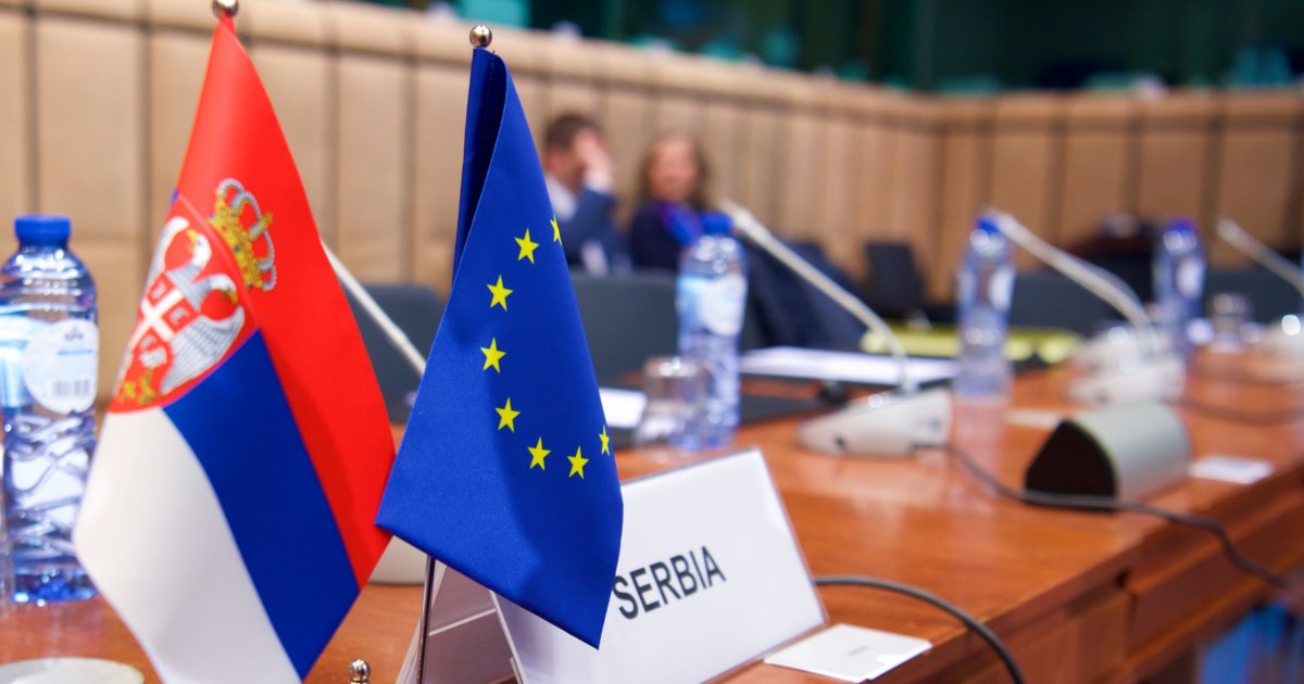 Serbia and EU flags; Photo: European Council