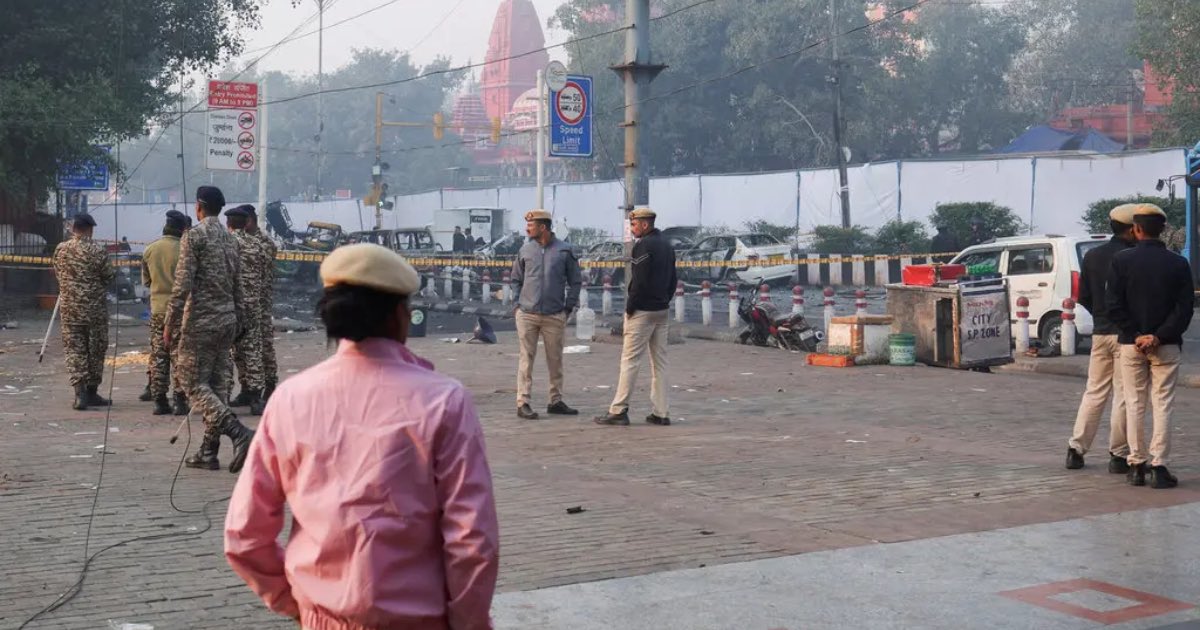 Security personnel at the site of an explosion near the historic Red Fort in the old quarters of Delhi, India, on Tuesday (Nov. 11).Credit...Adnan Abidi/Reuters
