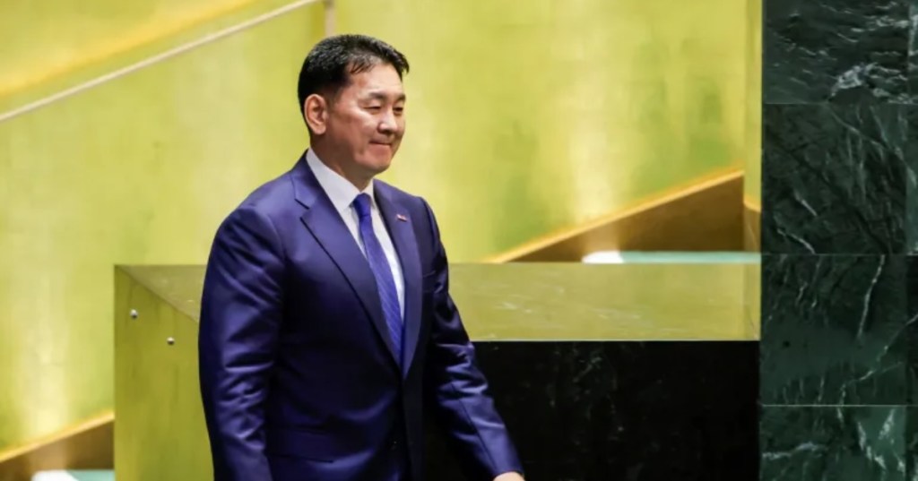 Mongolia’s President Ukhnaa Khurelsukh [File:Eduardo Munoz/Reuters]
