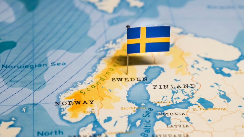 Sweden pin pointed on world map - Image: Shutterstock