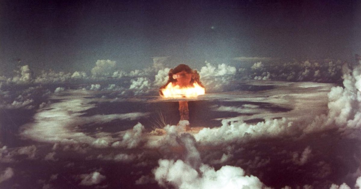 The United States detonates a nuclear weapon at Eniwetok Atoll in the Marshall Islands in 1952. It conducted a total of 67 nuclear tests there up until 1958. Credit: US Government