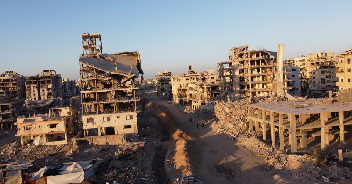 A drone view shows the destruction in a residential neighborhood in Gaza City, October 25. REUTERS/Dawoud Abu Alkas