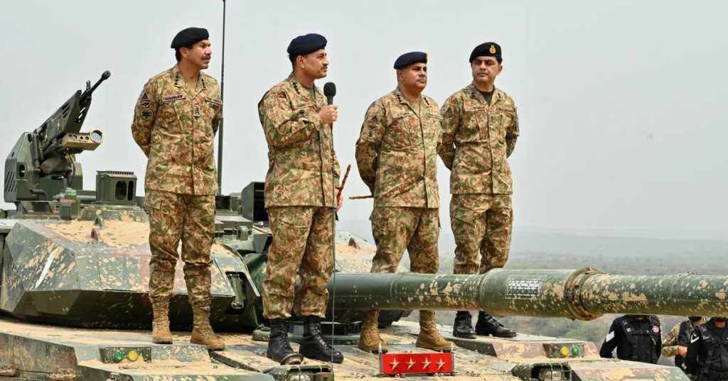 Chief of Army Staff of Pakistan Asim Munir visits the Tilla Field Firing Ranges to witness the Exercise Hammer Strike. / Reuters