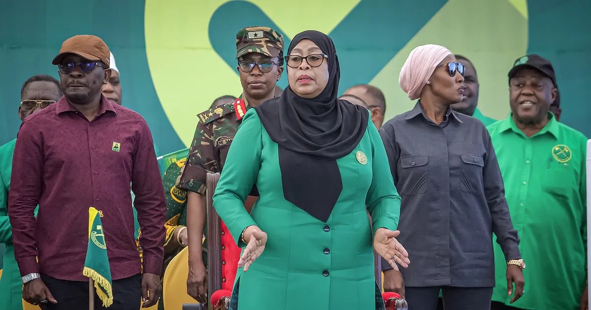Tanzania’s incumbent President Samia Suluhu Hassan during a rally in Dar es Salaam, on Aug. 28.Photographer-Ericky Boniphace..AFP..Getty Images