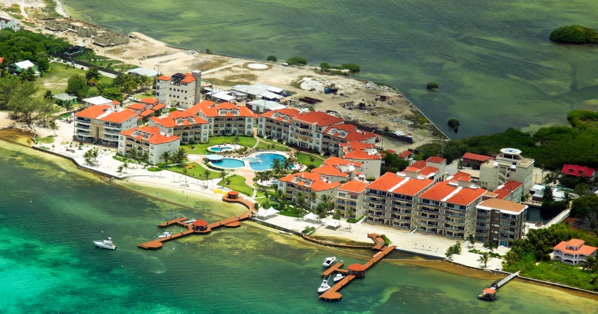 An aerial view of Ambergris Caye, Belize, in 2019. Photograph: Andre Seale/VW Pics/Universal Images Group via Getty Images