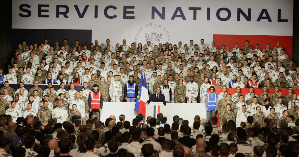 France's President Emmanuel Macron makes a speech to unveil a new national military service at the military base in Varces, French Alps, November 27, 2025. Thomas Padilla/Pool via REUTERS
