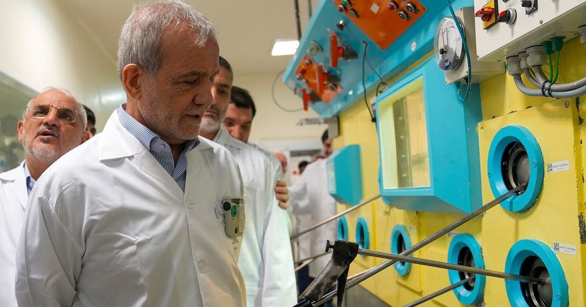 Iranian President Masoud Pezeshkian visits the Iranian Atomic Energy Organisation in Tehran, Iran, November 2, 2025. Iranian Atomic Organisation/WANA (West Asia News Agency)/Handout via REUTERS